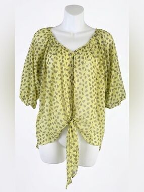 Love, Fire Yellow-Green Pear Tie-Front Peasant Blouse 🍐